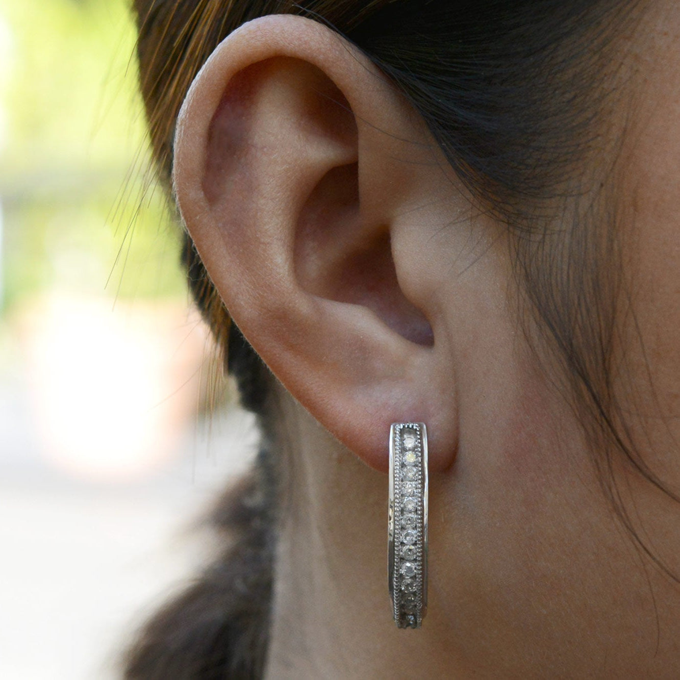 Contemporary .80 Carat Diamond Oval Hoop Earrings