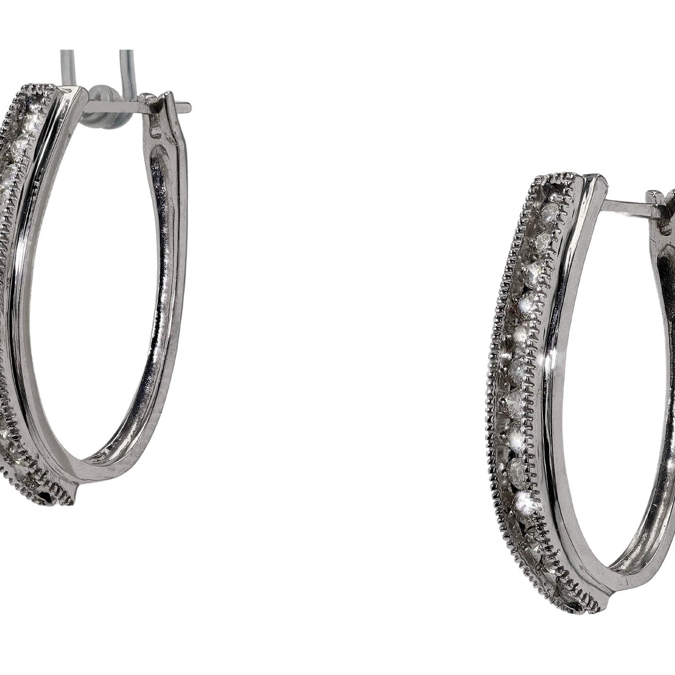 Contemporary .80 Carat Diamond Oval Hoop Earrings
