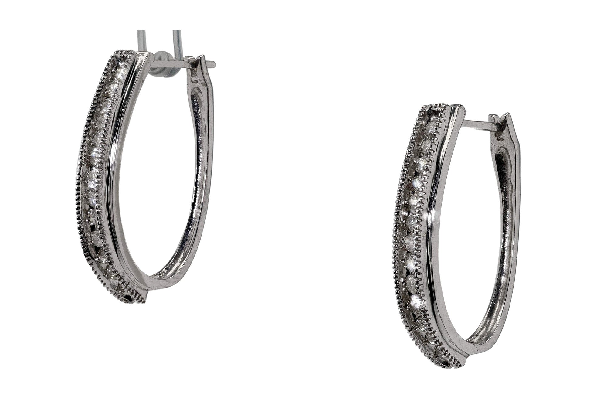 Contemporary .80 Carat Diamond Oval Hoop Earrings
