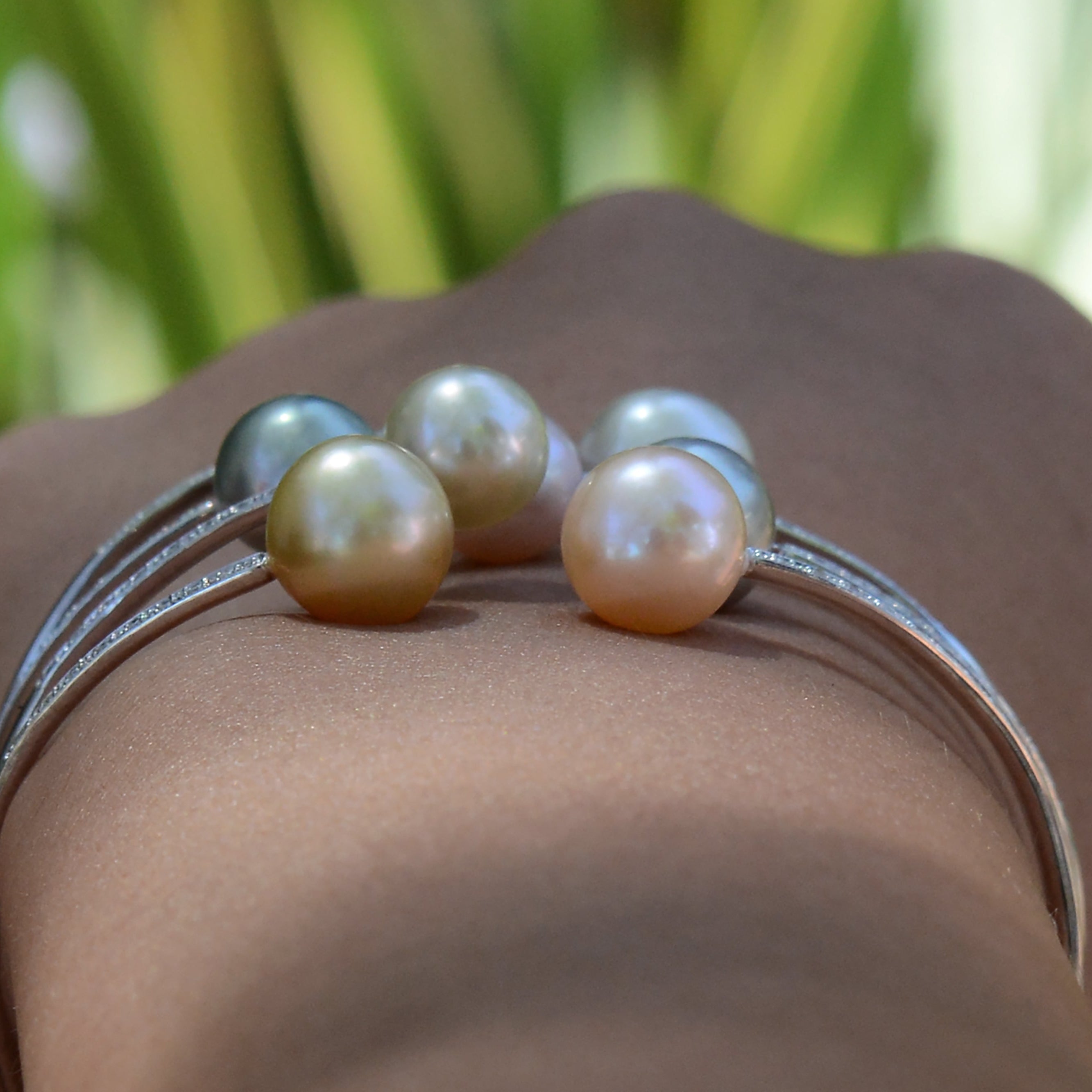 Contemporary Multicolor Tahitian & South Sea Pearl Diamond Bracelet