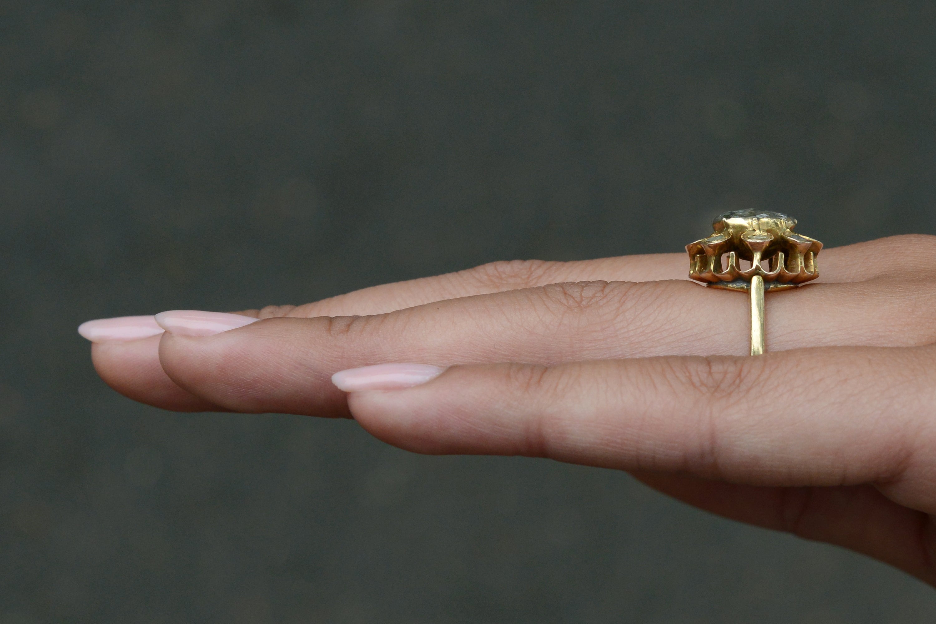 Early 1800s Georgian 2.00 Carat Rose Cut Diamond Ring