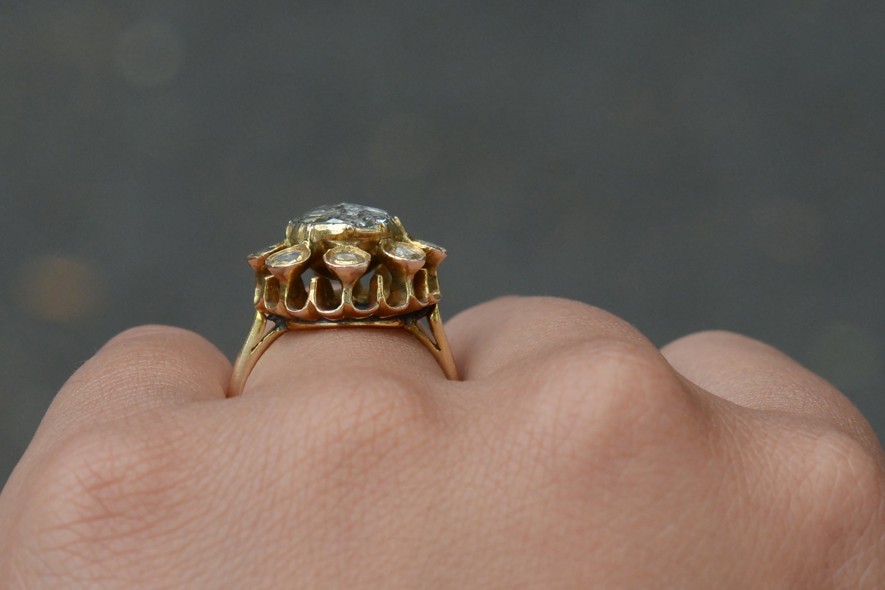 Early 1800s Georgian 2.00 Carat Rose Cut Diamond Ring