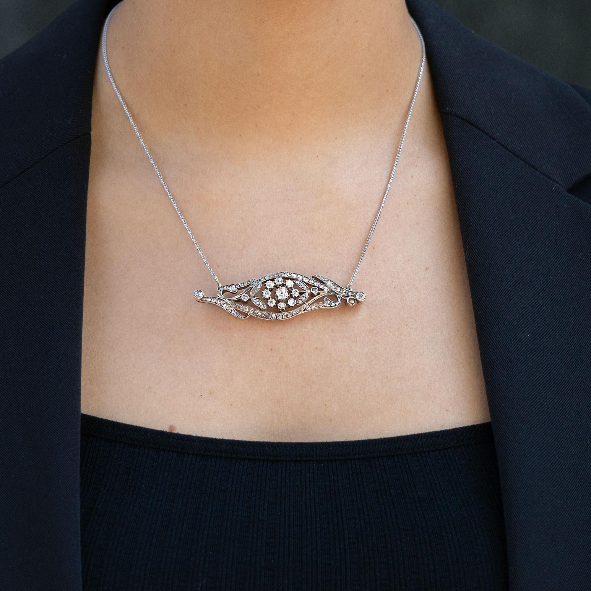 French Antique Belle Epoque 2.75 Carat Rose Cut Diamond Necklace
