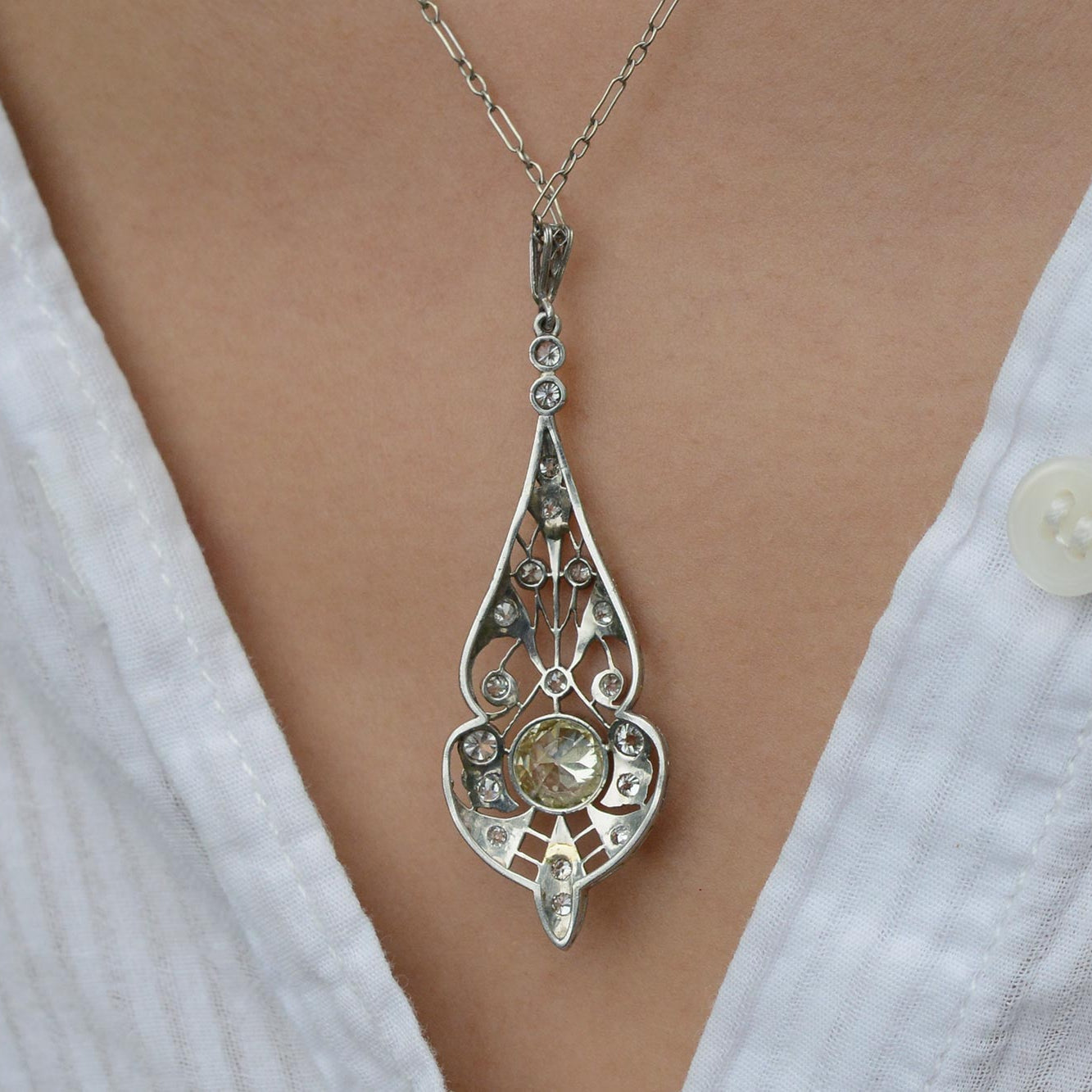 Edwardian Diamond Lavalière Necklace