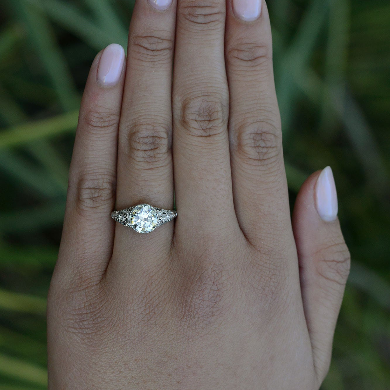 Edwardian Revival 2.26 Carat Round Diamond Engagement Ring