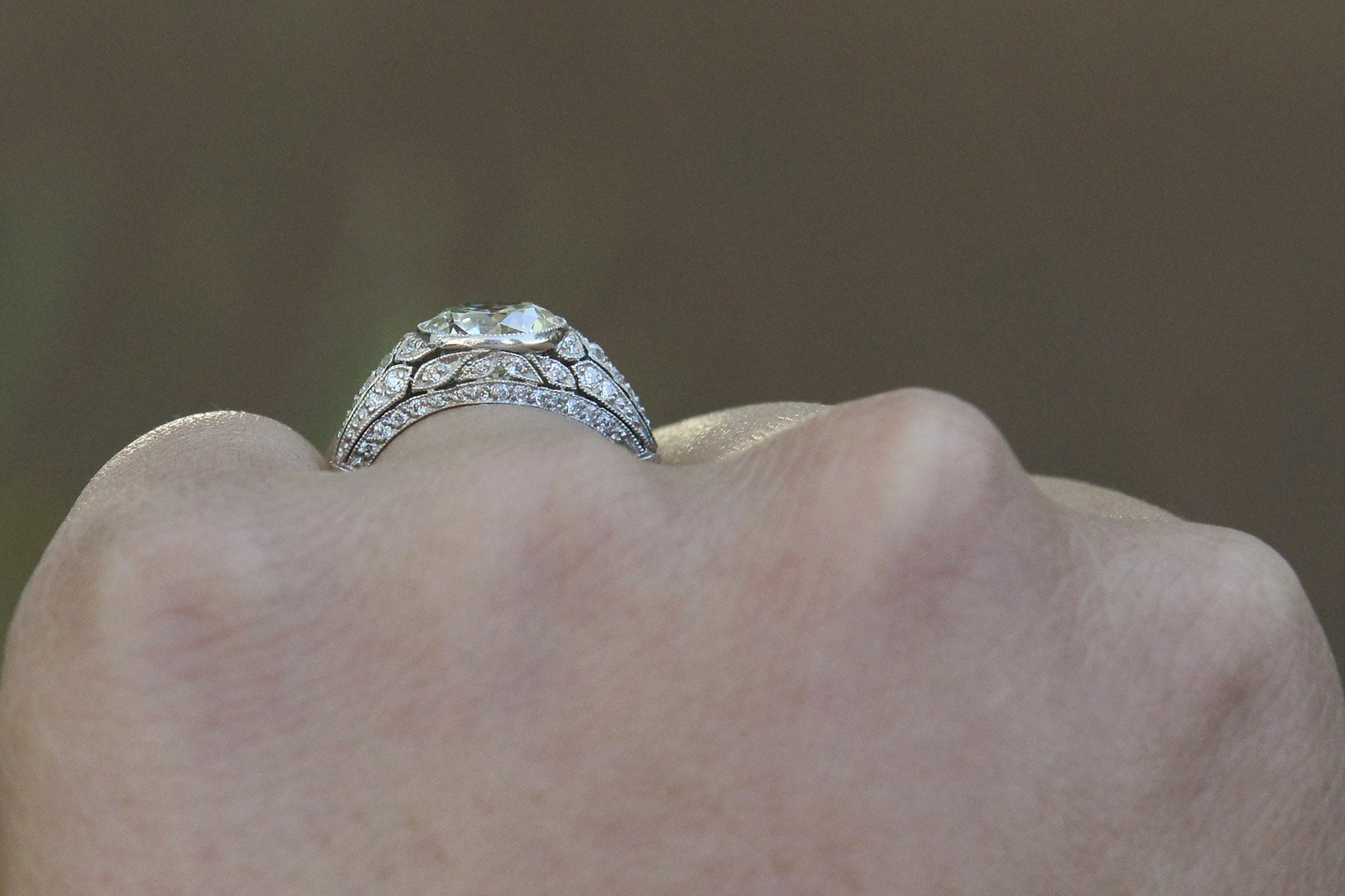 Edwardian Revival 2.26 Carat Round Diamond Engagement Ring