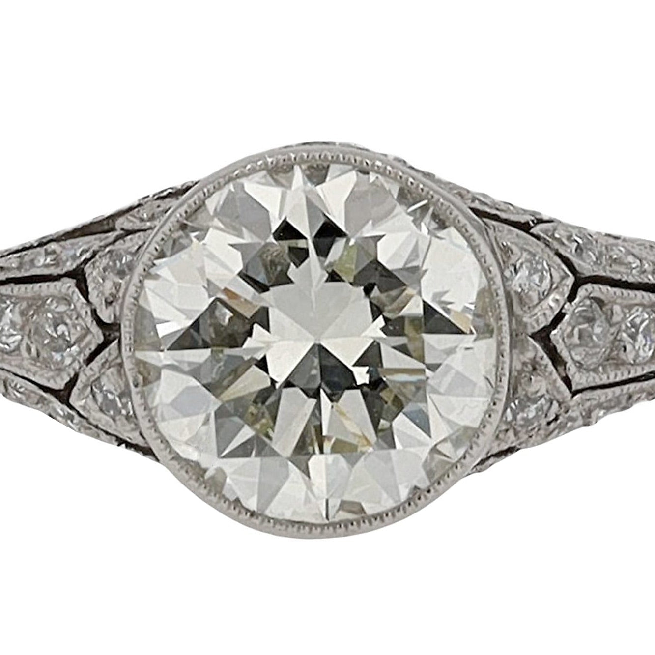 Edwardian Revival 2.26 Carat Round Diamond Engagement Ring