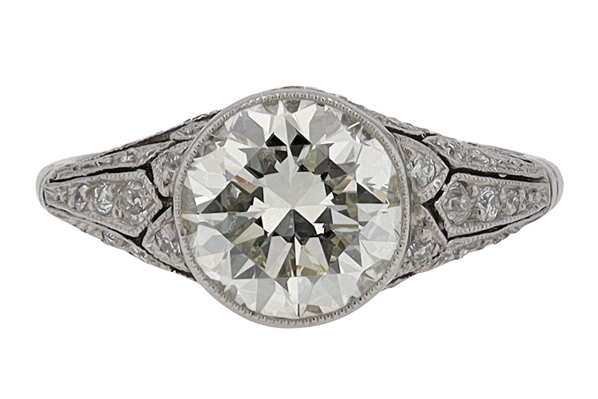 Edwardian Revival 2.26 Carat Round Diamond Engagement Ring