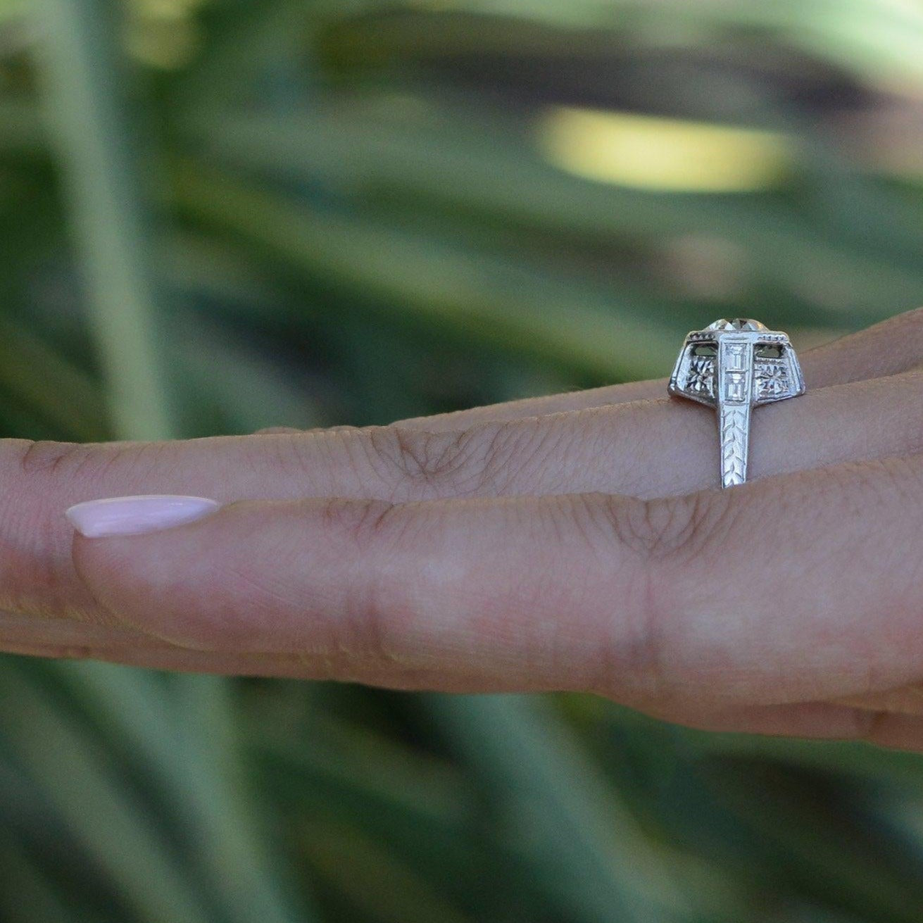 Engraved Art Deco 0.87 Carat Certified Diamond Solitaire Ring