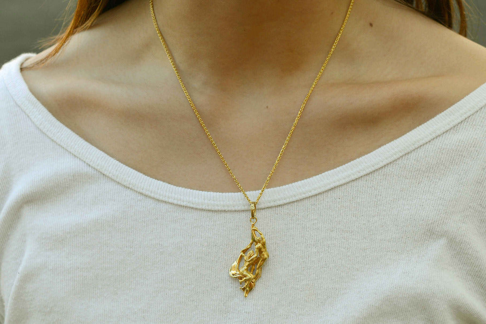 Erotic Italian Gold Carrera y Carrera Style Adam And Eve Pendant