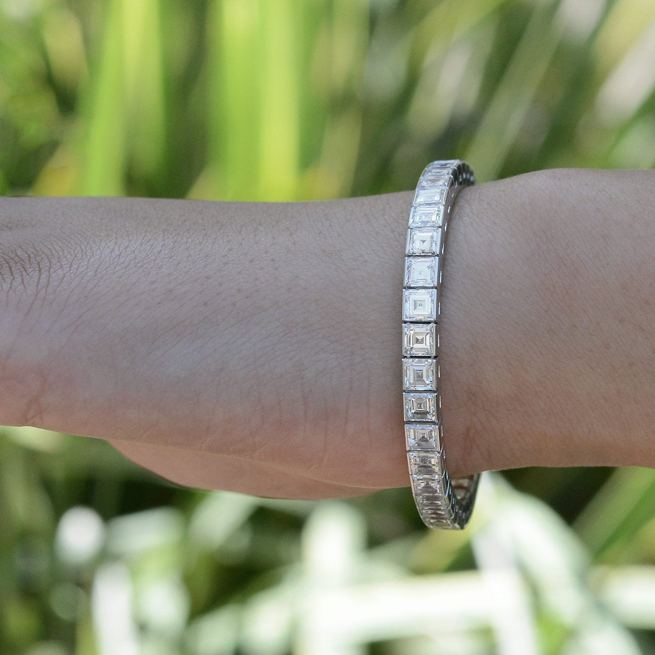 Estate 20 Carat Carré Cut Diamond Tennis Bracelet