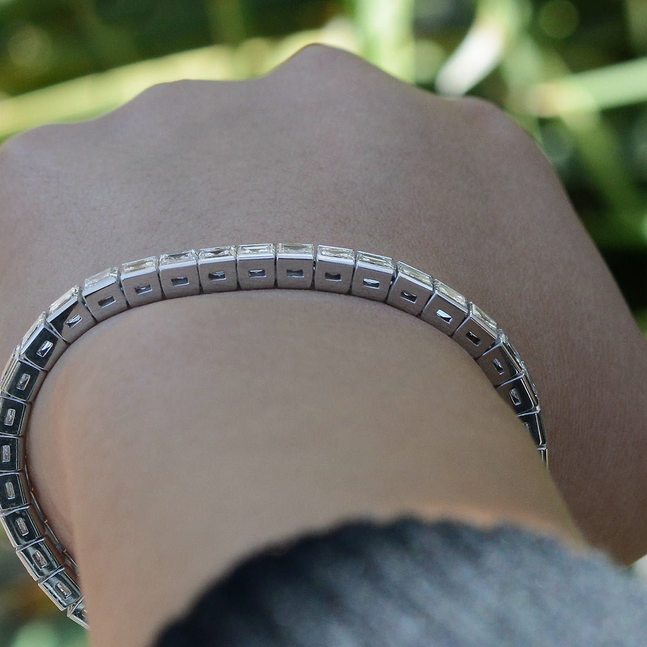 Estate 20 Carat Carré Cut Diamond Tennis Bracelet
