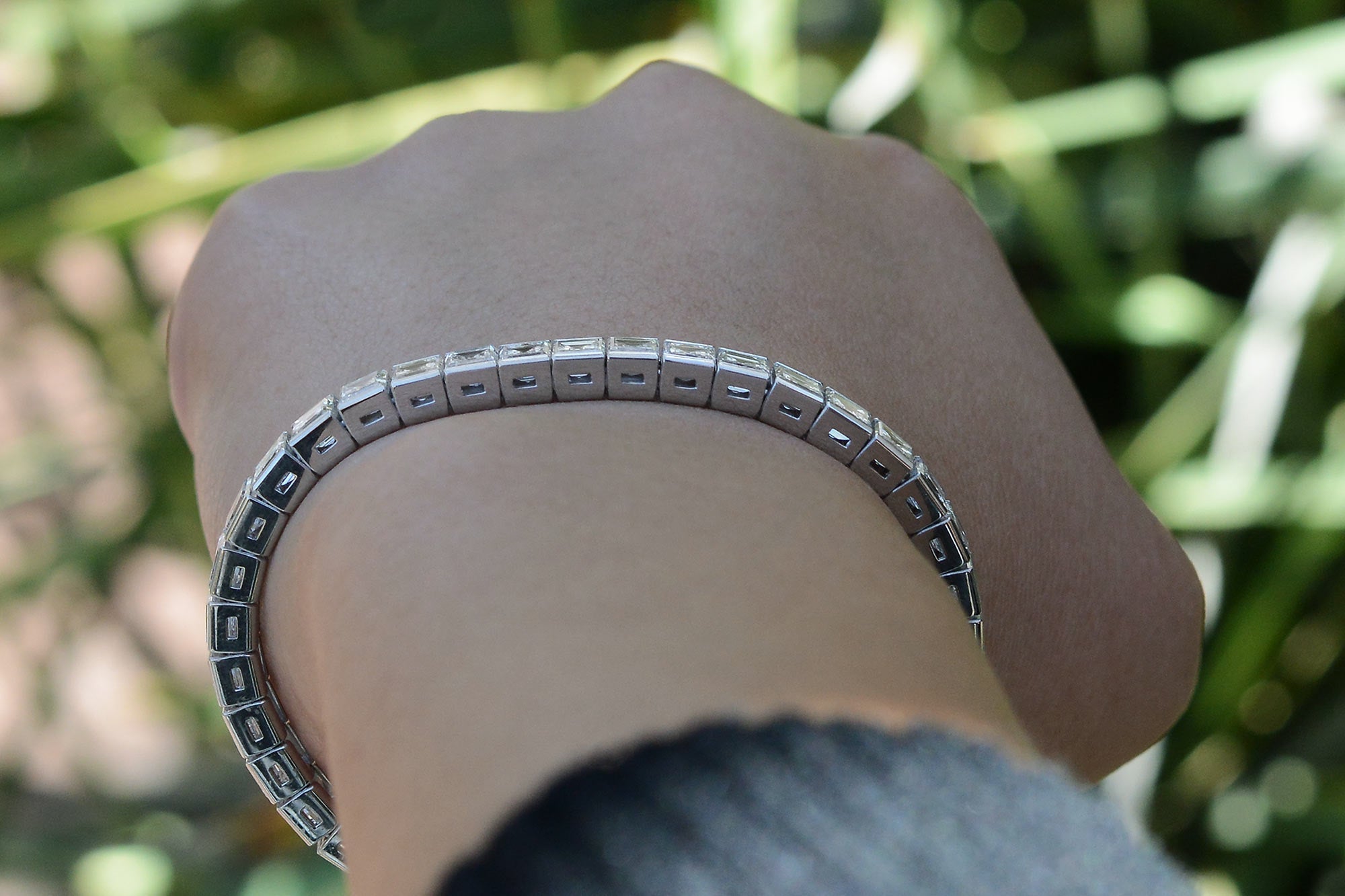 Estate 20 Carat Carré Cut Diamond Tennis Bracelet