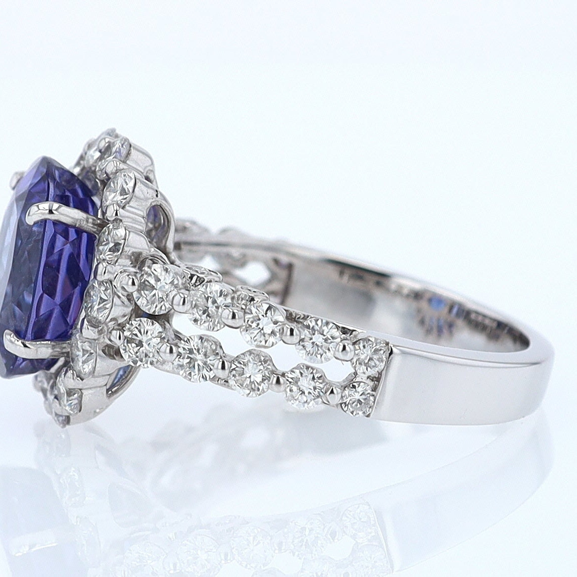 Estate 6.15 Carat Round Tanzanite And Diamond Cocktail Ring
