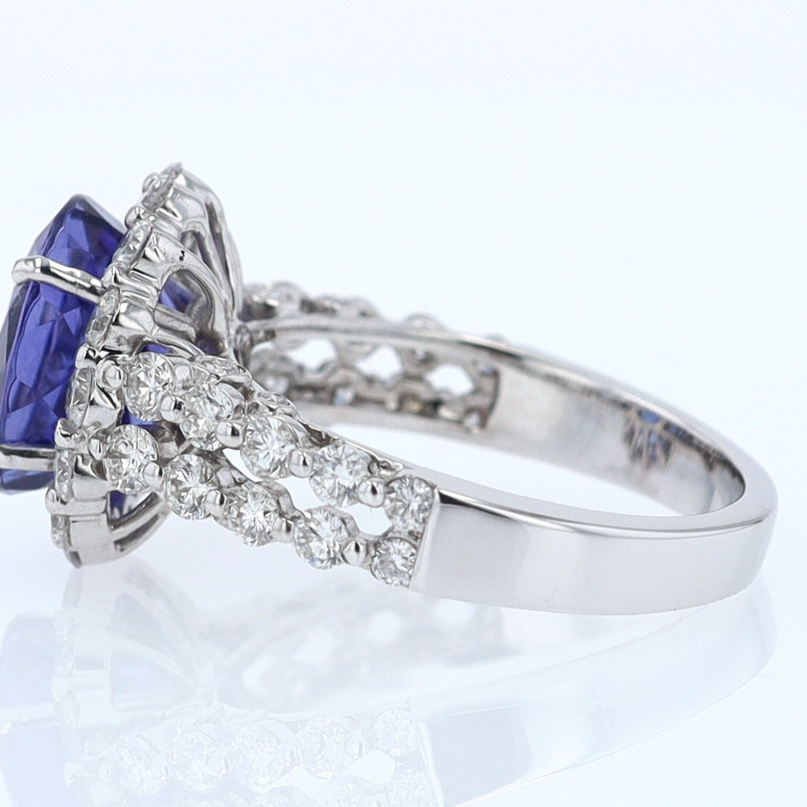 Estate 6.15 Carat Round Tanzanite And Diamond Cocktail Ring