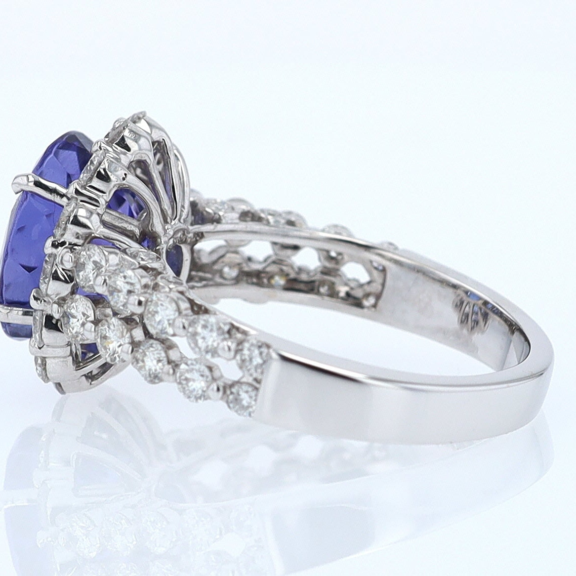 Estate 6.15 Carat Round Tanzanite And Diamond Cocktail Ring