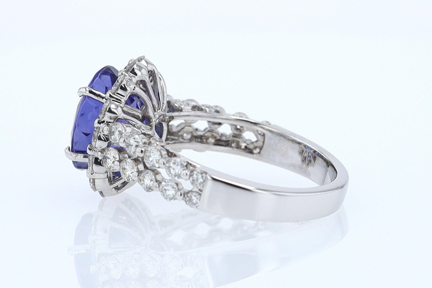 Estate 6.15 Carat Round Tanzanite And Diamond Cocktail Ring
