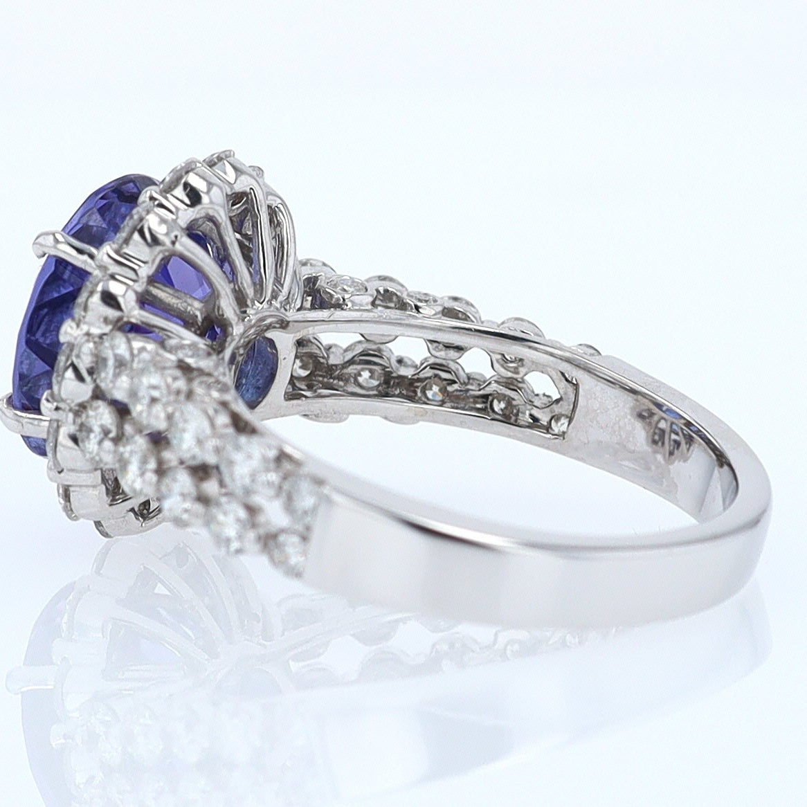 Estate 6.15 Carat Round Tanzanite And Diamond Cocktail Ring
