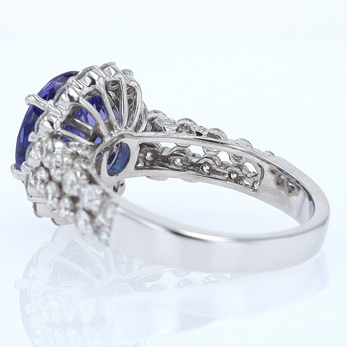 Estate 6.15 Carat Round Tanzanite And Diamond Cocktail Ring