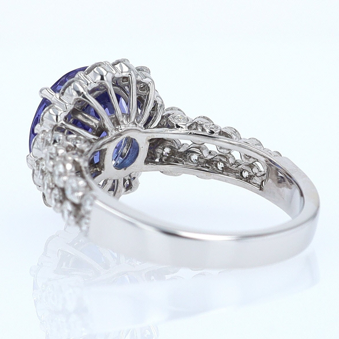 Estate 6.15 Carat Round Tanzanite And Diamond Cocktail Ring