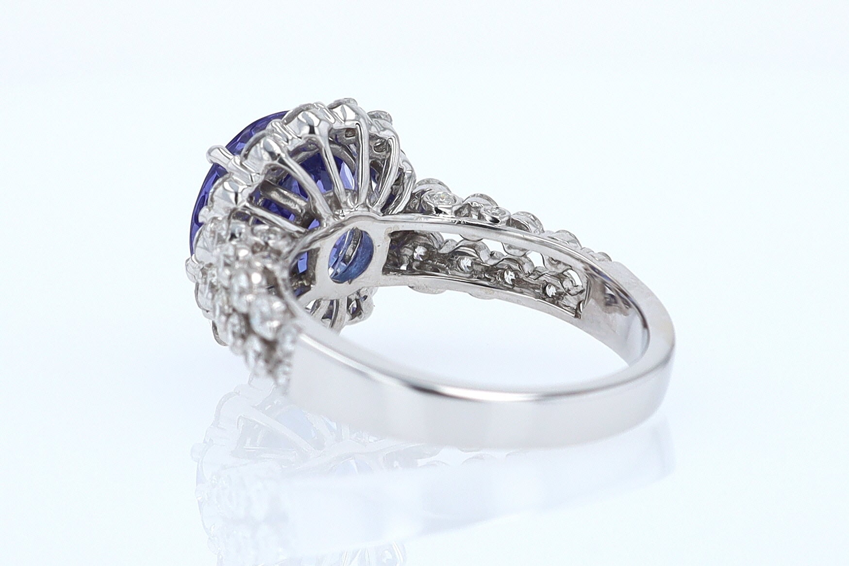 Estate 6.15 Carat Round Tanzanite And Diamond Cocktail Ring