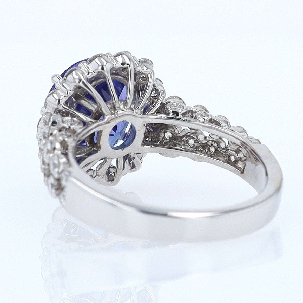 Estate 6.15 Carat Round Tanzanite And Diamond Cocktail Ring