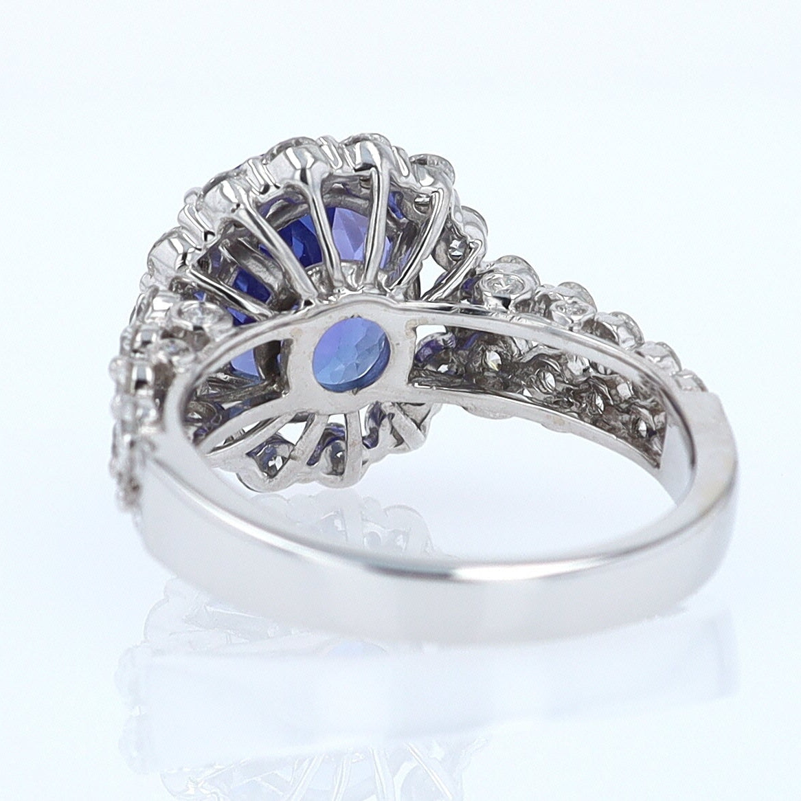 Estate 6.15 Carat Round Tanzanite And Diamond Cocktail Ring