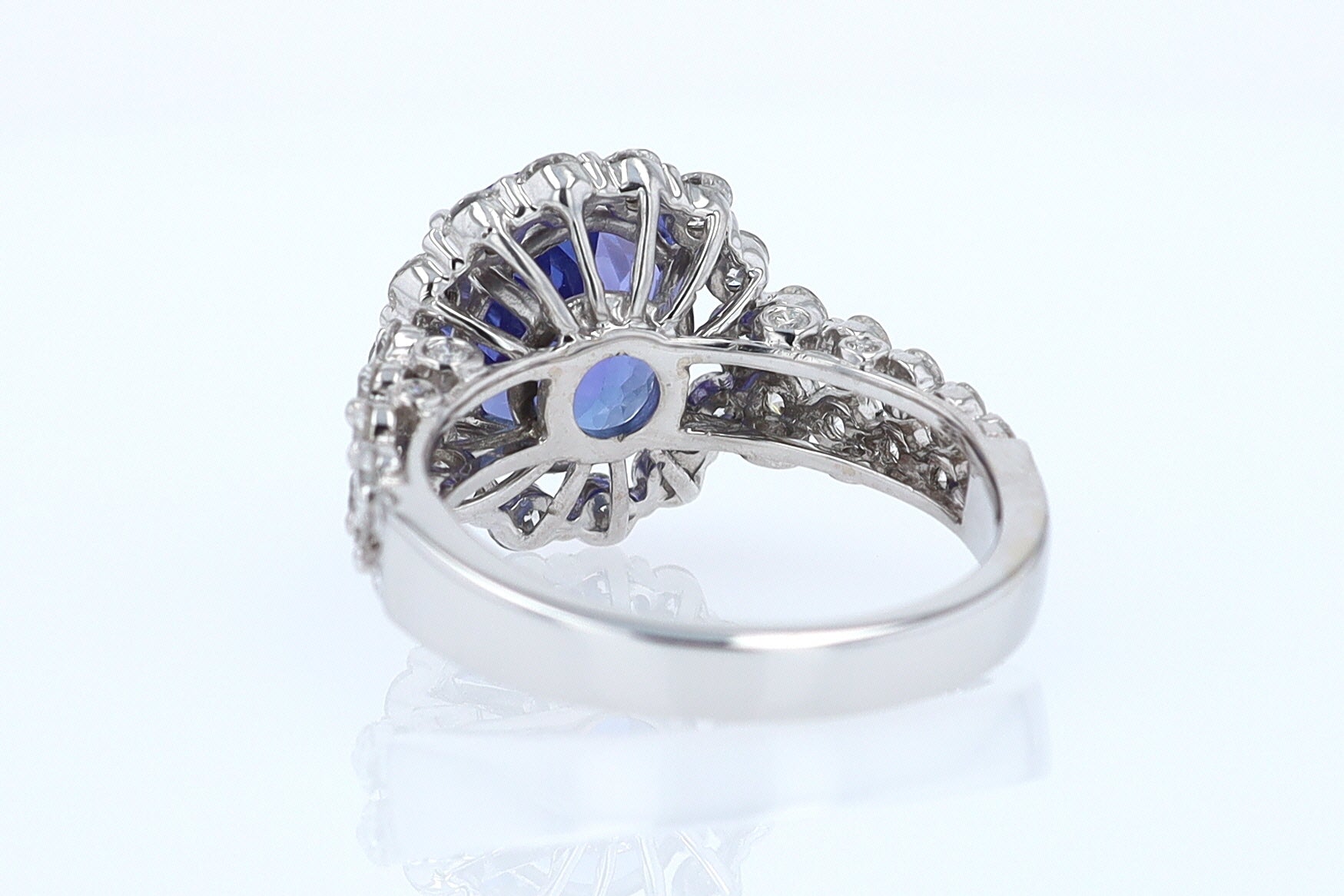 Estate 6.15 Carat Round Tanzanite And Diamond Cocktail Ring