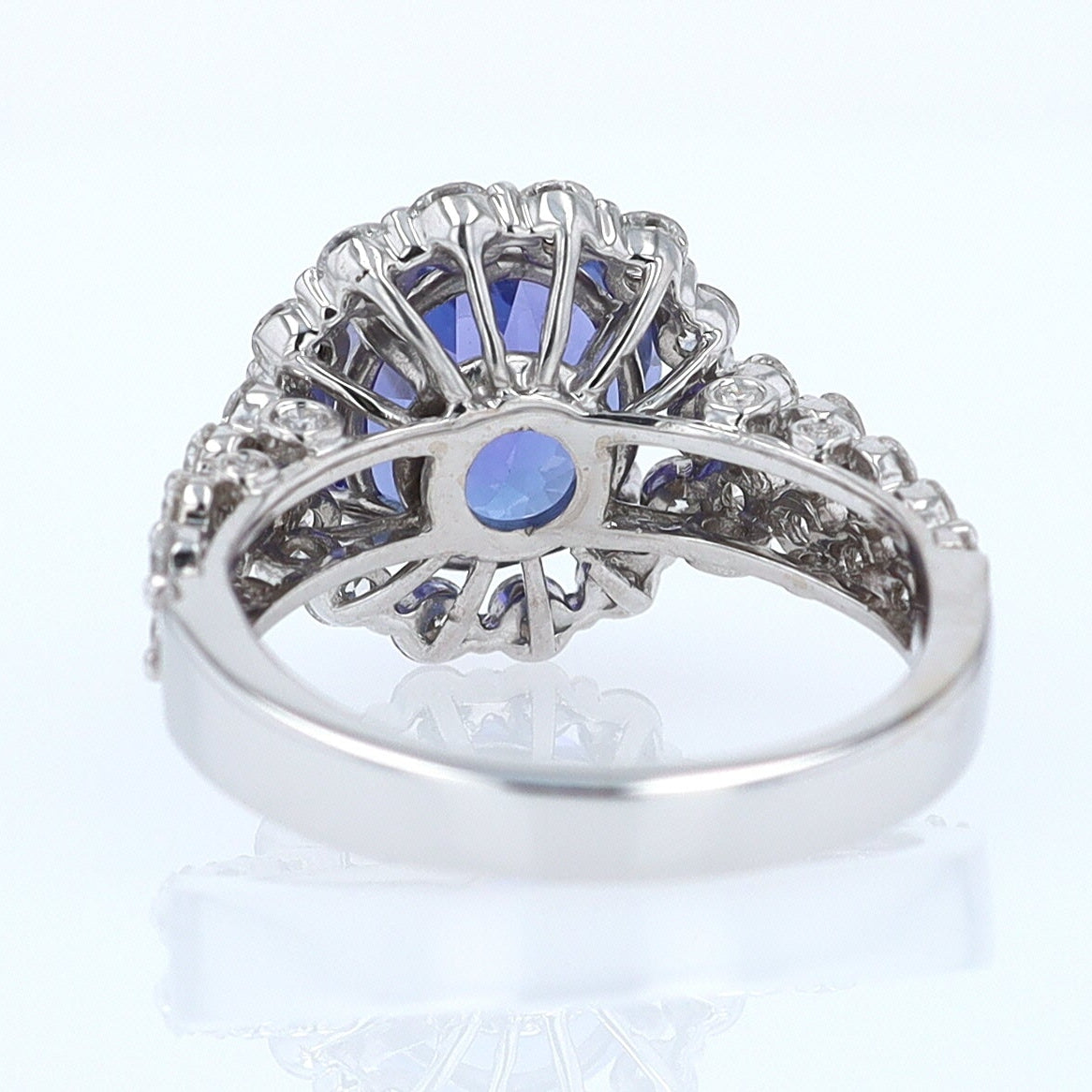 Estate 6.15 Carat Round Tanzanite And Diamond Cocktail Ring