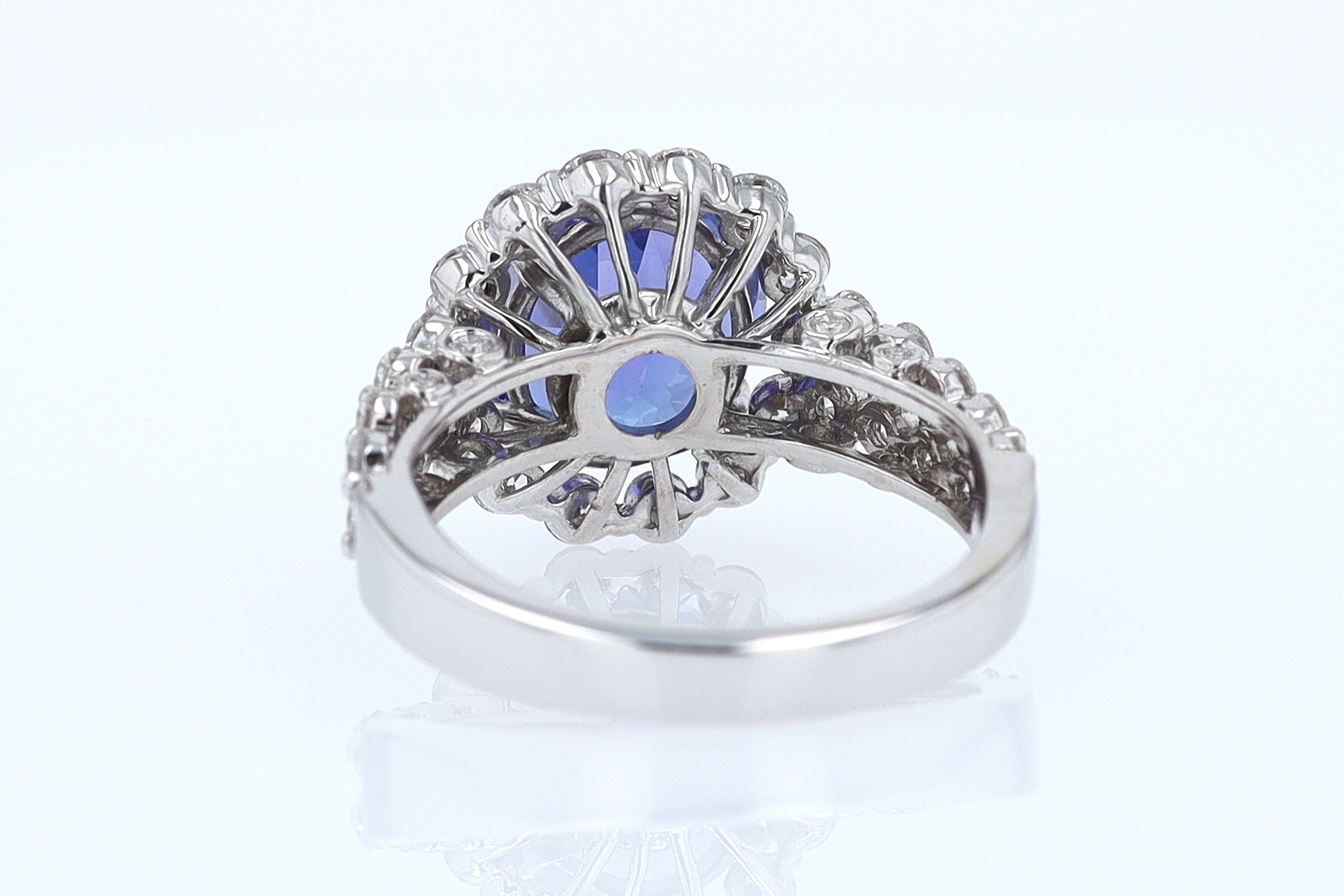 Estate 6.15 Carat Round Tanzanite And Diamond Cocktail Ring