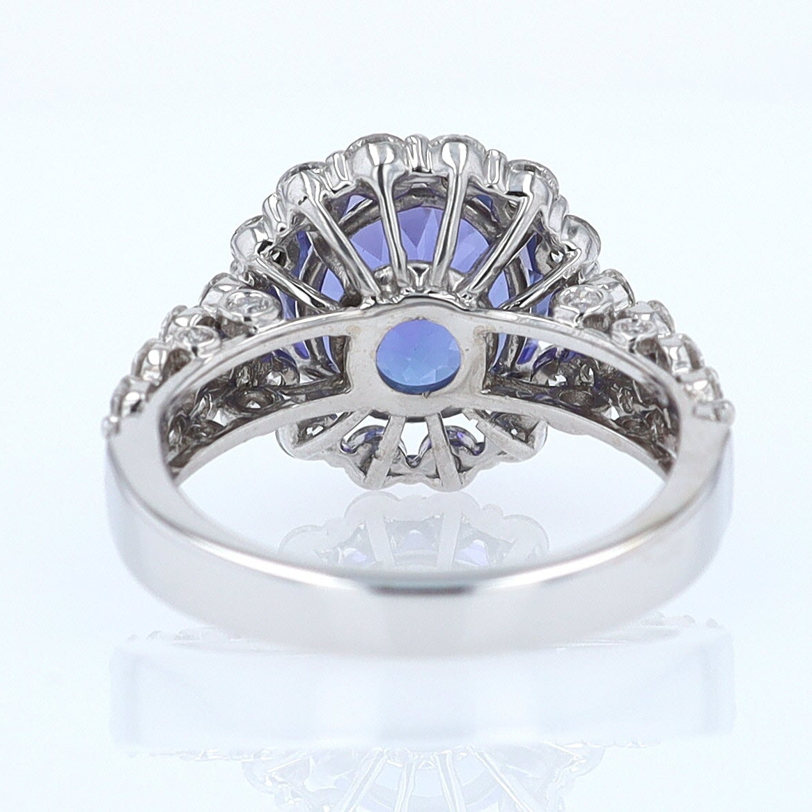 Estate 6.15 Carat Round Tanzanite And Diamond Cocktail Ring