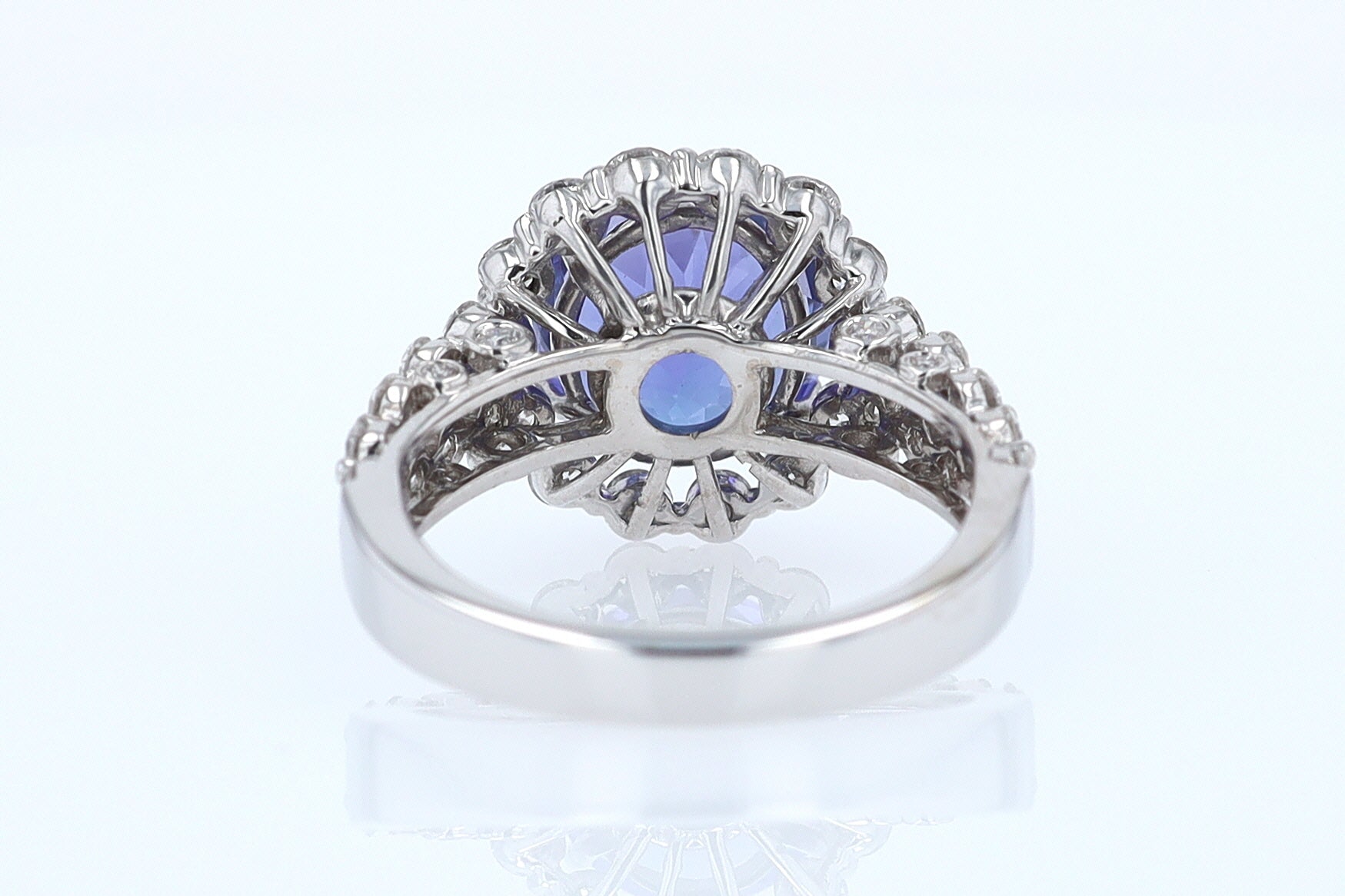 Estate 6.15 Carat Round Tanzanite And Diamond Cocktail Ring