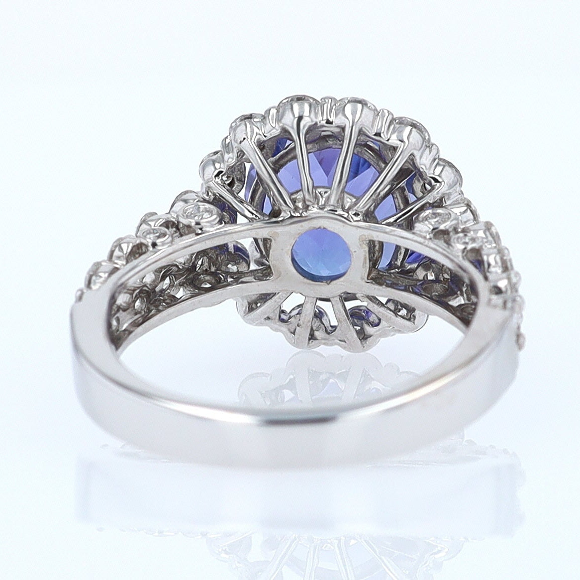 Estate 6.15 Carat Round Tanzanite And Diamond Cocktail Ring