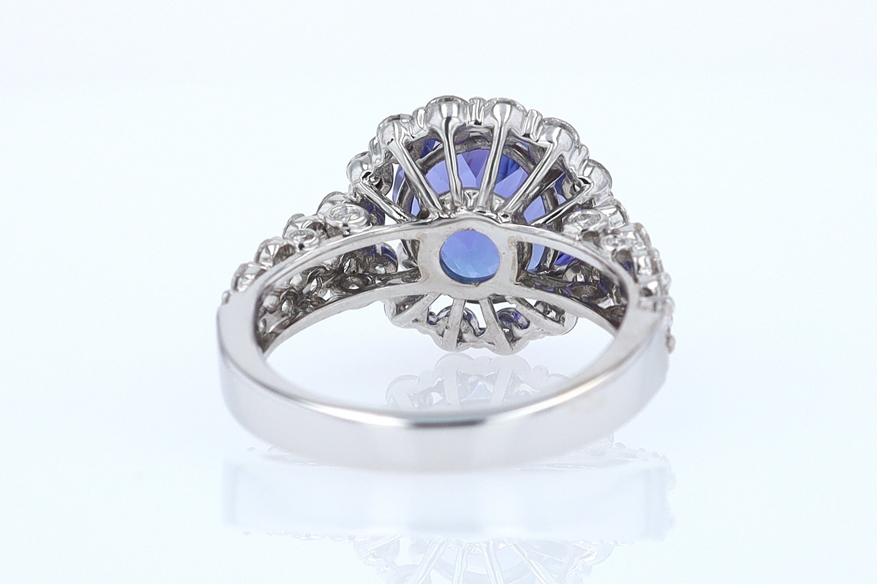 Estate 6.15 Carat Round Tanzanite And Diamond Cocktail Ring