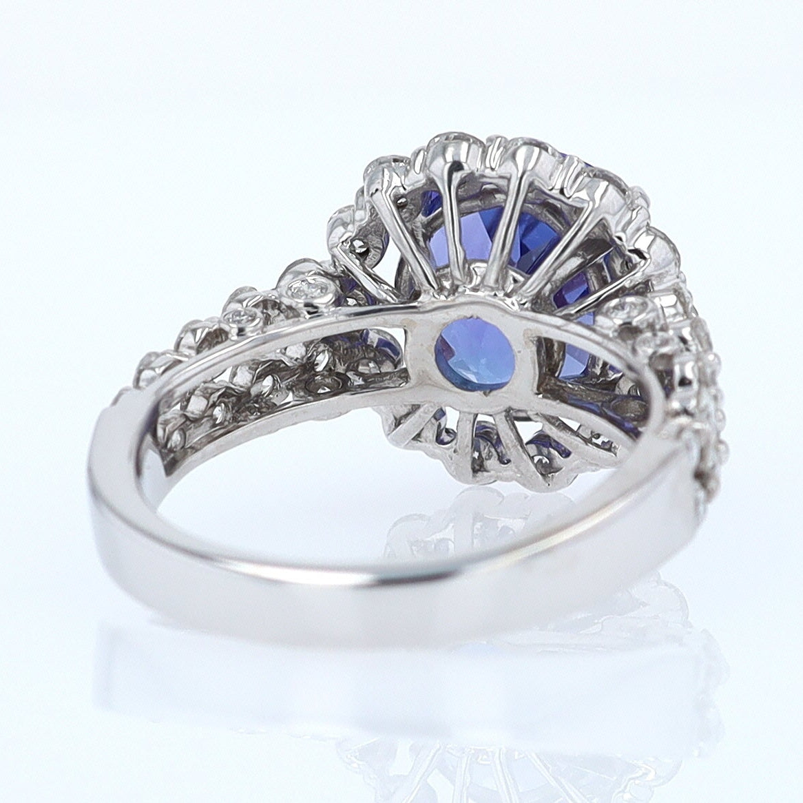Estate 6.15 Carat Round Tanzanite And Diamond Cocktail Ring
