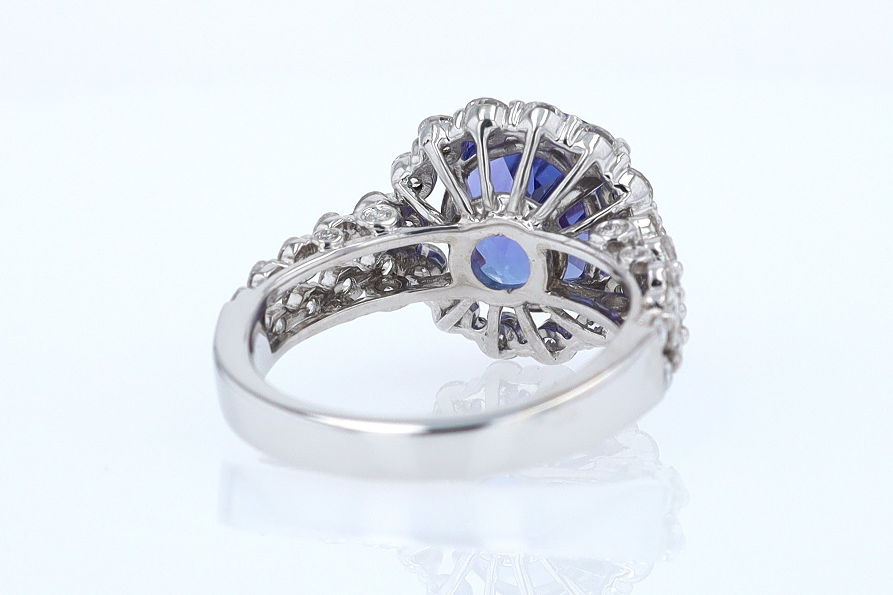 Estate 6.15 Carat Round Tanzanite And Diamond Cocktail Ring