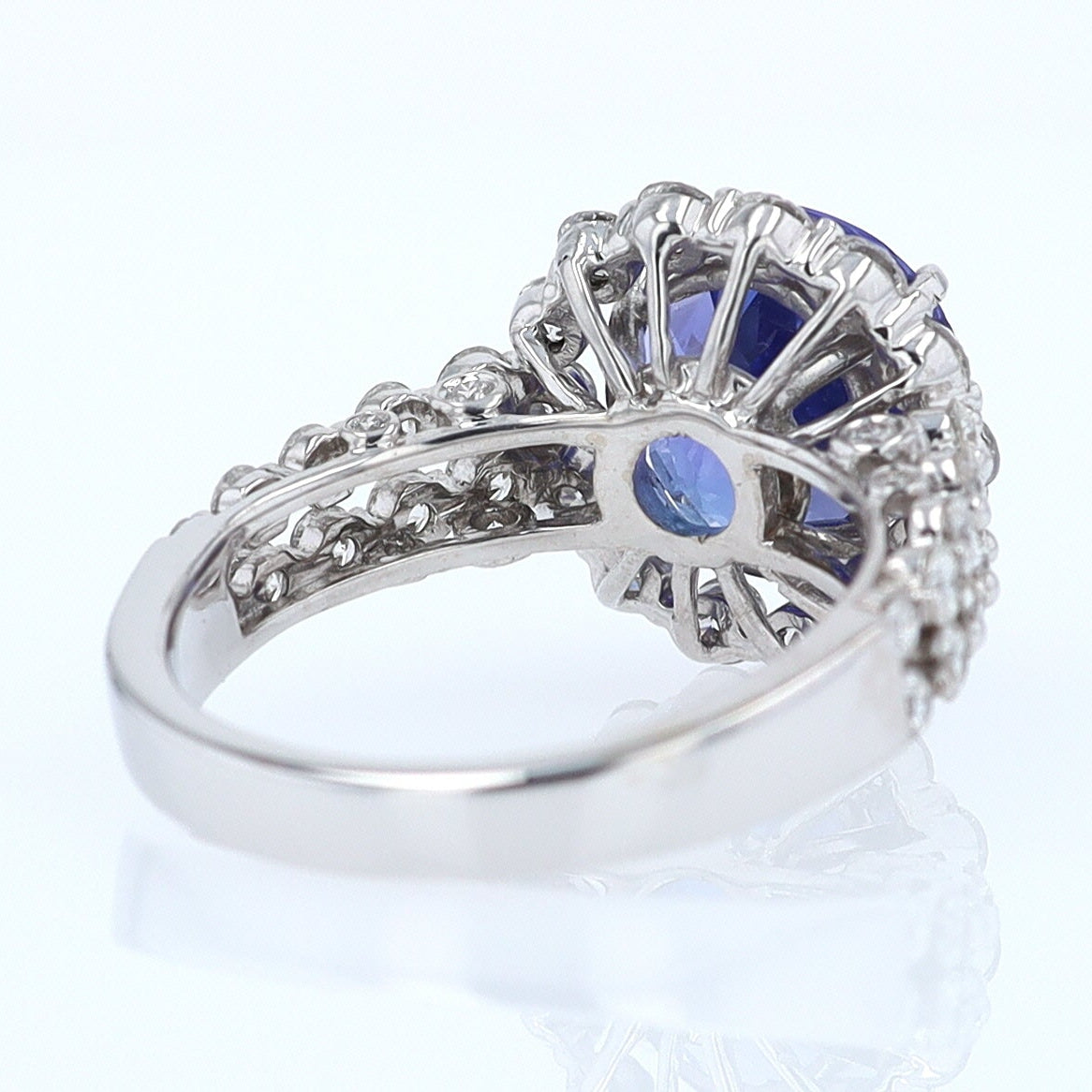 Estate 6.15 Carat Round Tanzanite And Diamond Cocktail Ring
