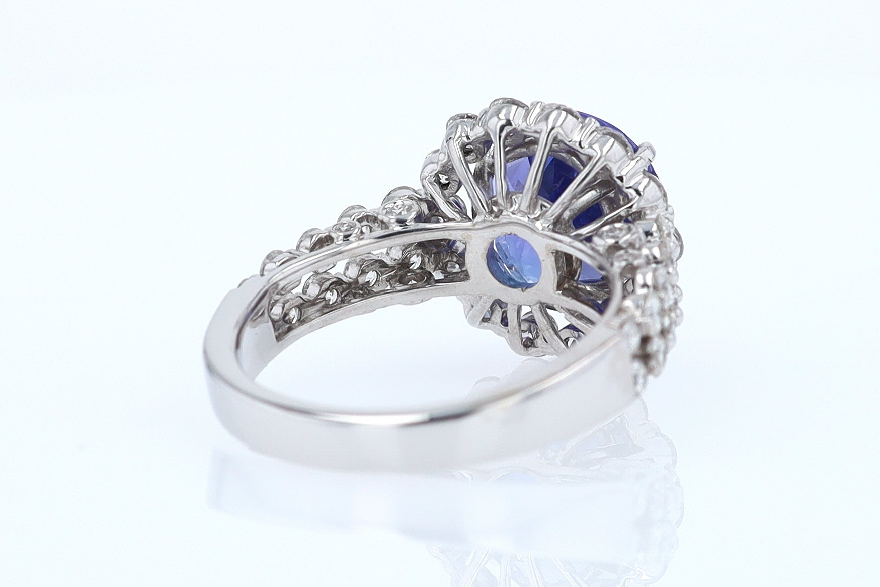 Estate 6.15 Carat Round Tanzanite And Diamond Cocktail Ring