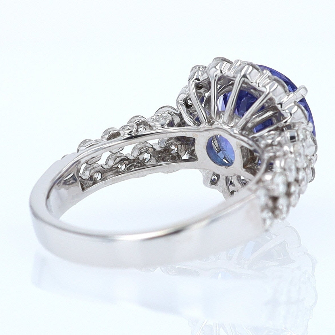 Estate 6.15 Carat Round Tanzanite And Diamond Cocktail Ring