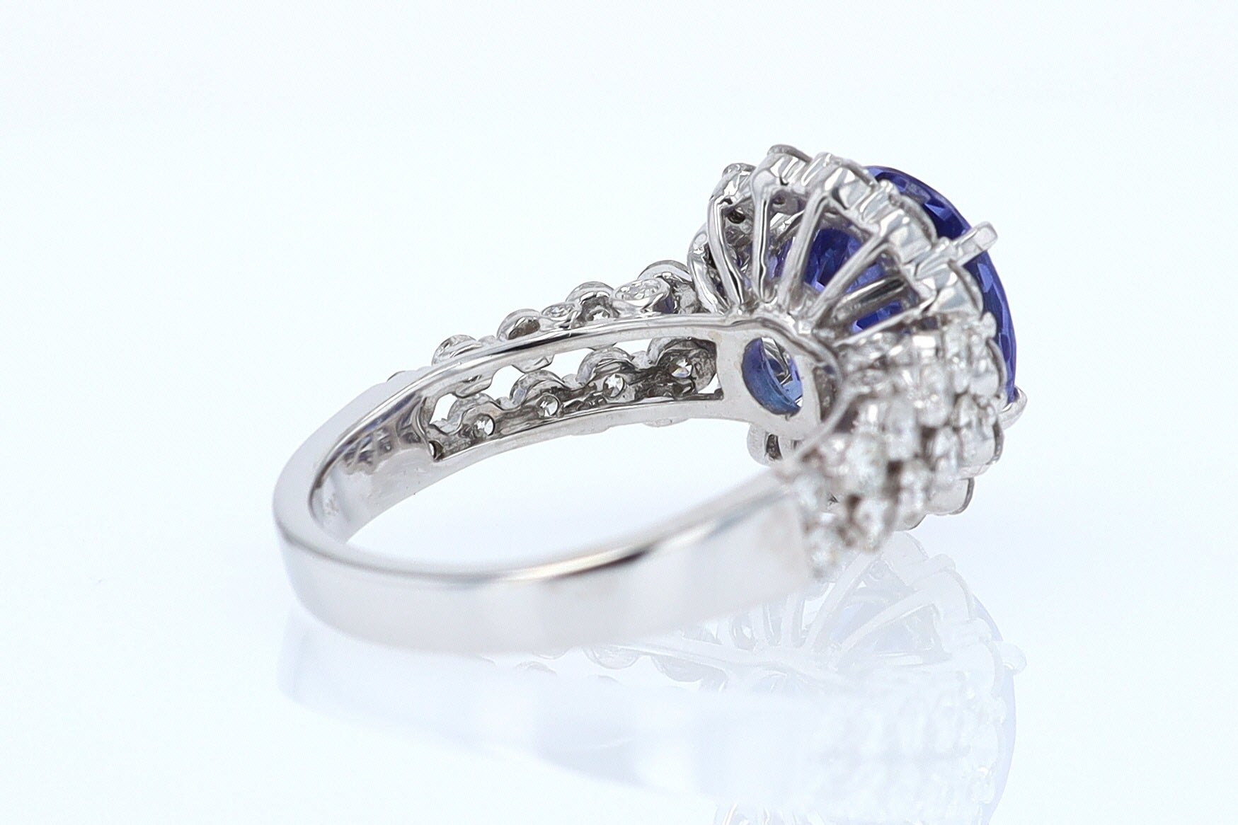 Estate 6.15 Carat Round Tanzanite And Diamond Cocktail Ring