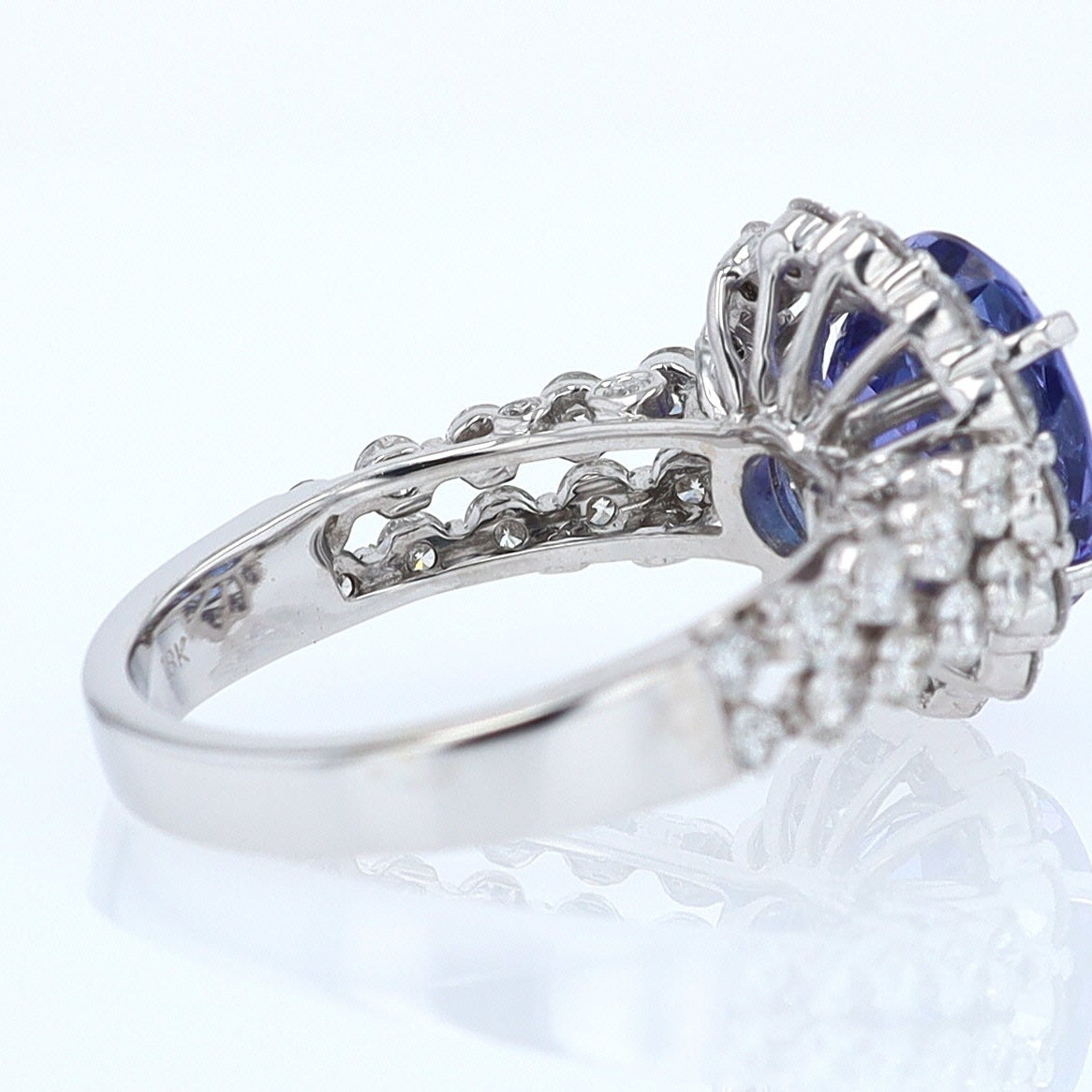 Estate 6.15 Carat Round Tanzanite And Diamond Cocktail Ring