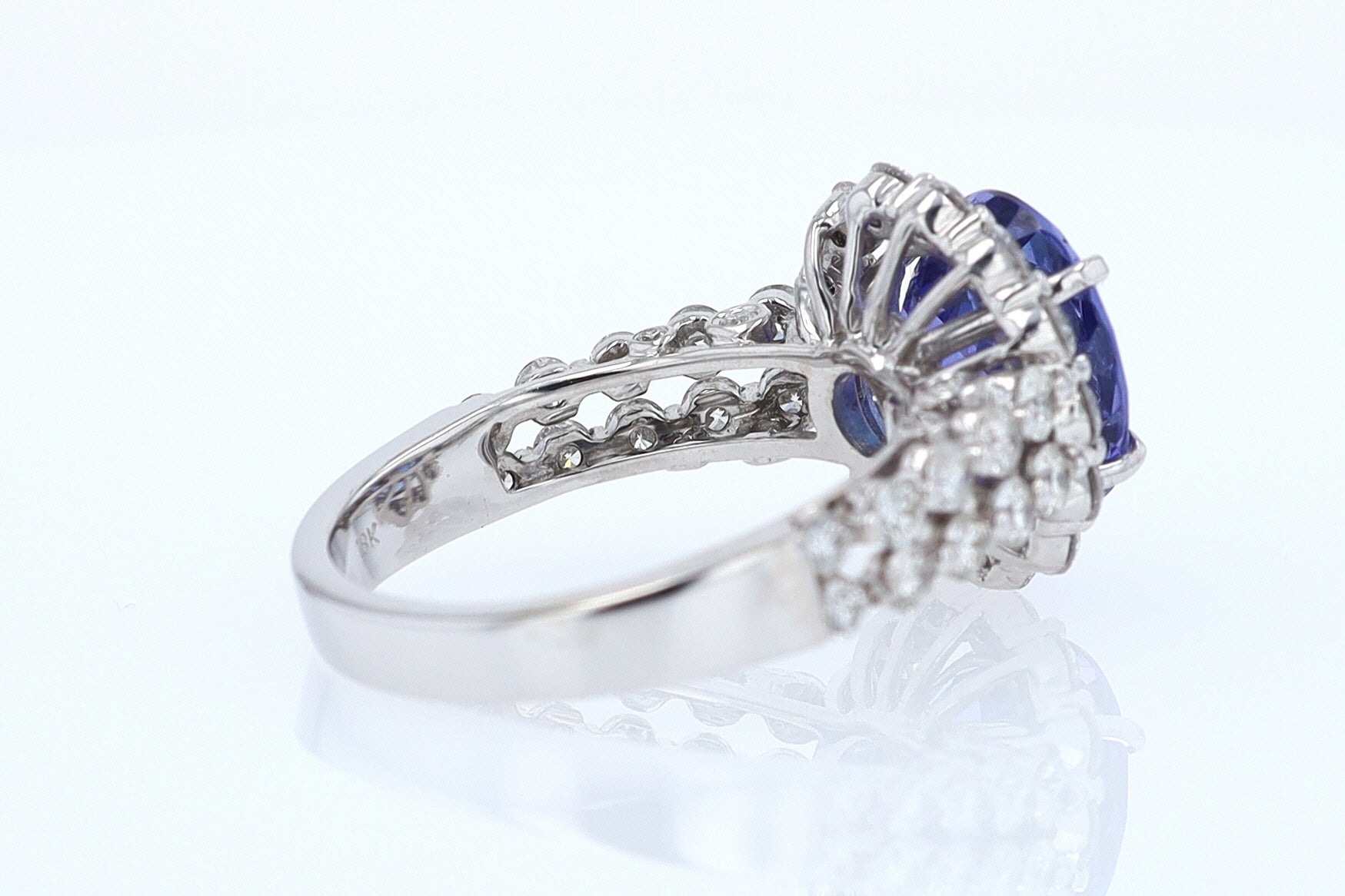 Estate 6.15 Carat Round Tanzanite And Diamond Cocktail Ring