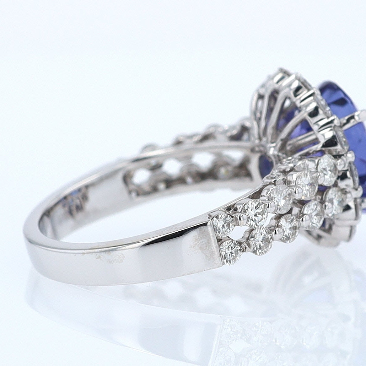 Estate 6.15 Carat Round Tanzanite And Diamond Cocktail Ring