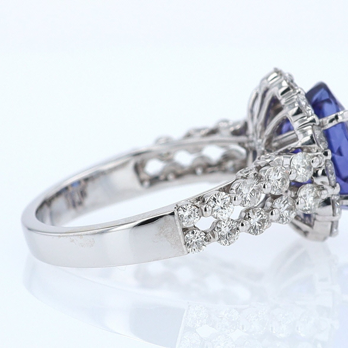 Estate 6.15 Carat Round Tanzanite And Diamond Cocktail Ring