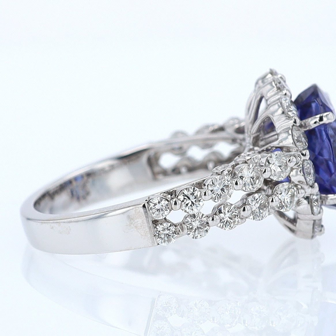 Estate 6.15 Carat Round Tanzanite And Diamond Cocktail Ring