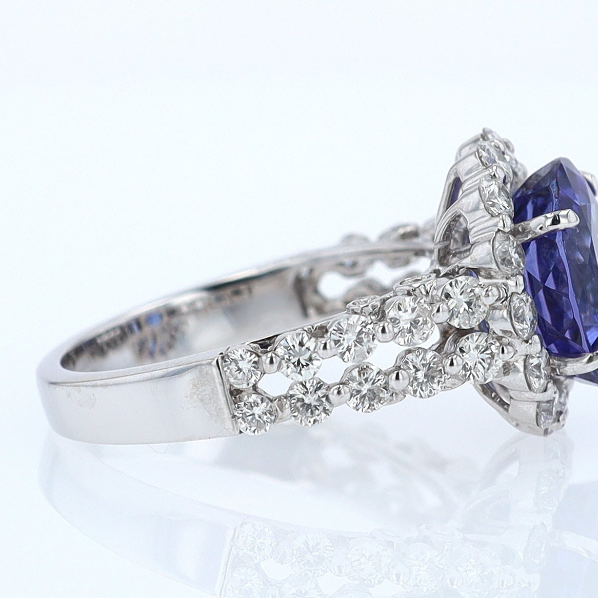 Estate 6.15 Carat Round Tanzanite And Diamond Cocktail Ring