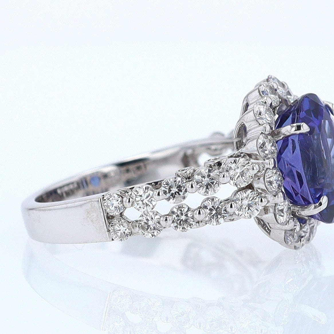 Estate 6.15 Carat Round Tanzanite And Diamond Cocktail Ring