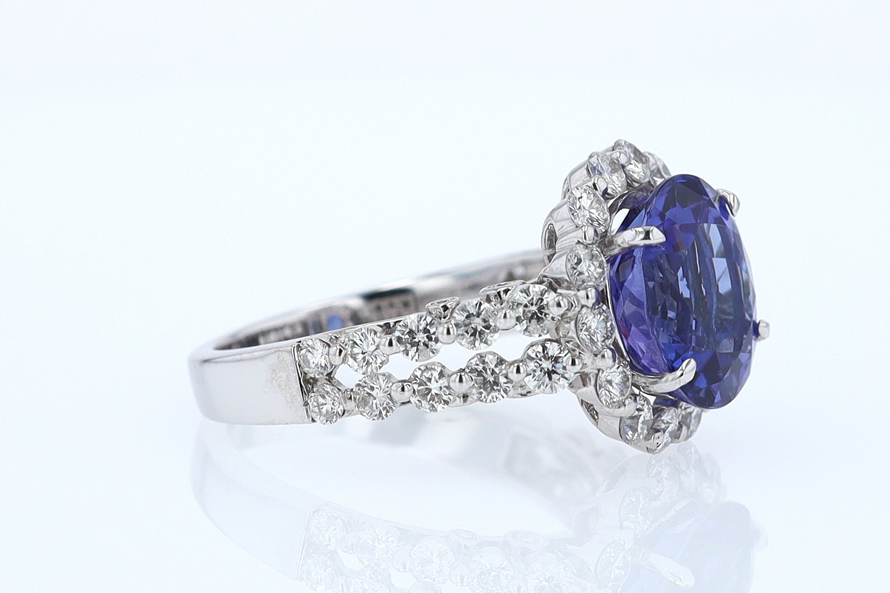 Estate 6.15 Carat Round Tanzanite And Diamond Cocktail Ring
