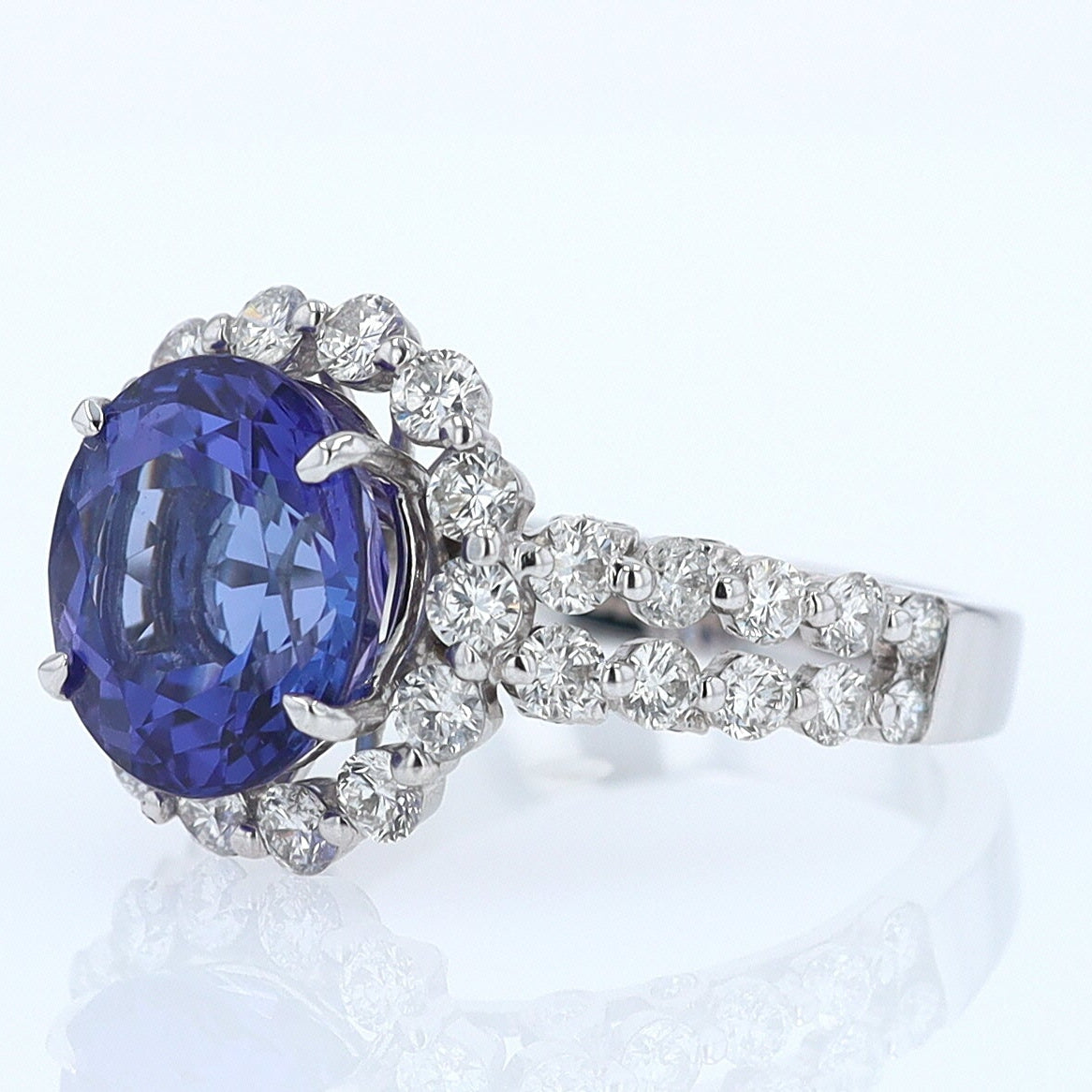 Estate 6.15 Carat Round Tanzanite And Diamond Cocktail Ring