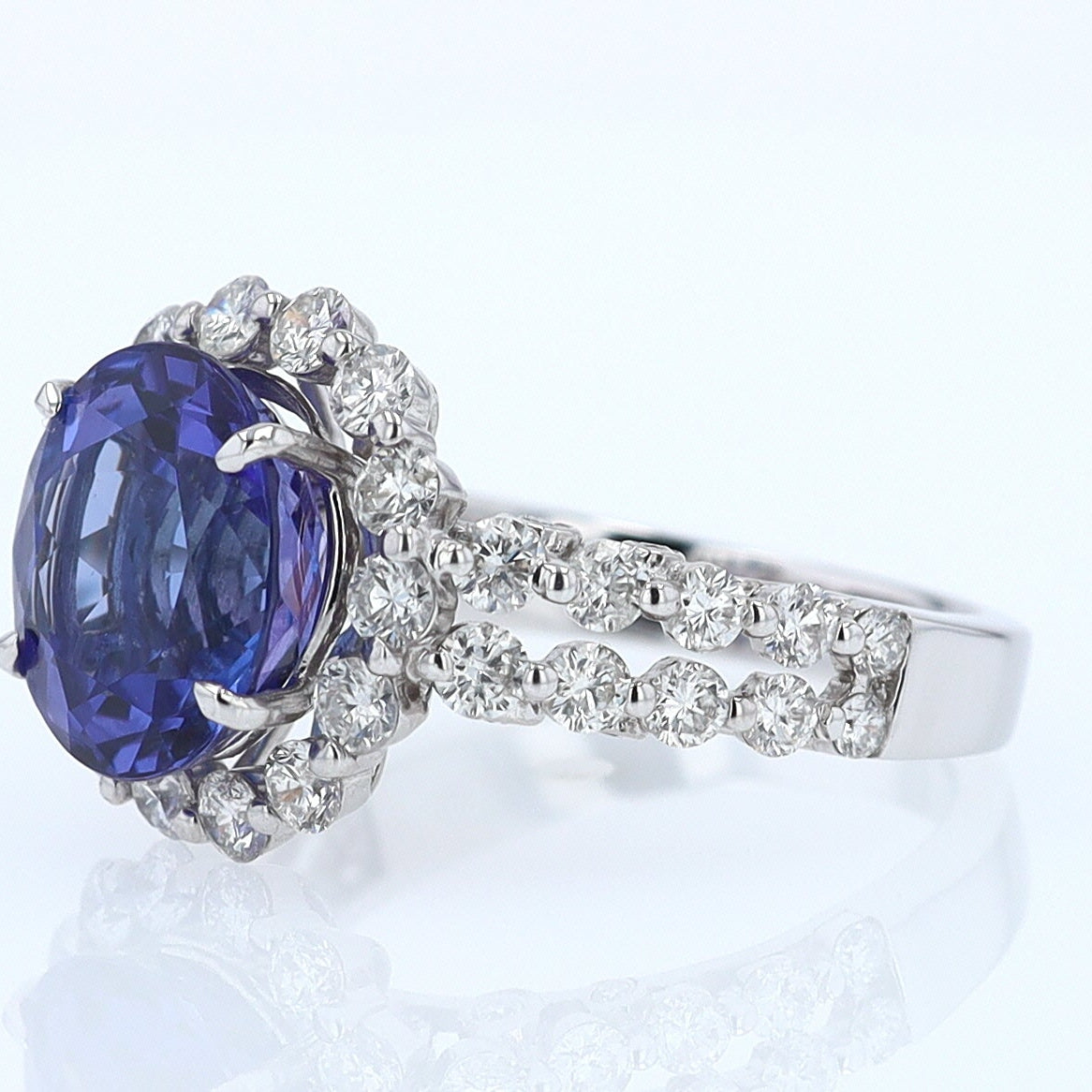 Estate 6.15 Carat Round Tanzanite And Diamond Cocktail Ring